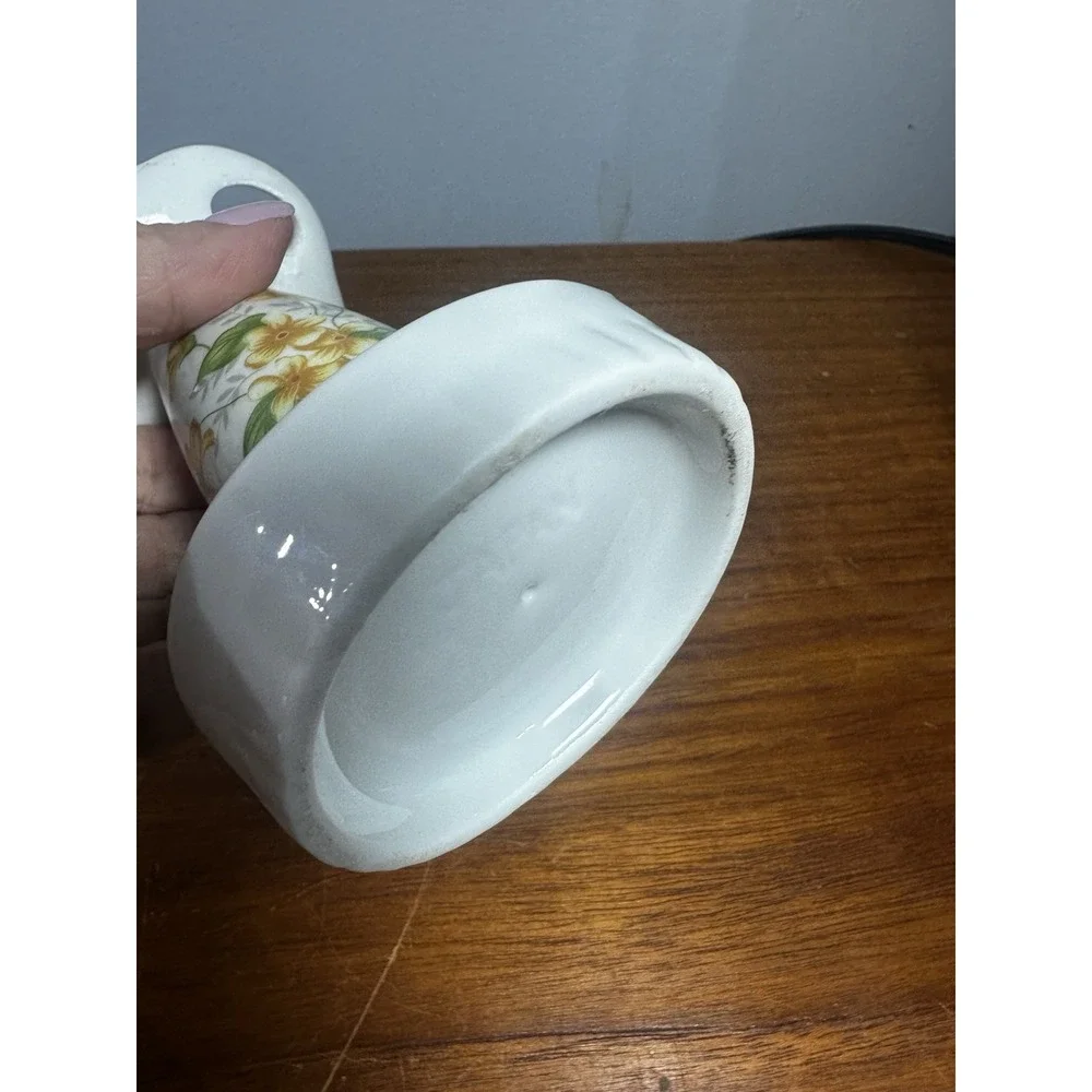 Vintage Mcm Ceramic Floral Toothbrush Holder 4-Slot Yellow Flowers